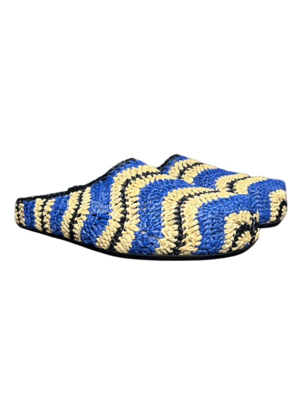 Size 45 No Vacancy Inn x Marni Sabot Raffia Mules Blue SBMR002800ZO541 Used